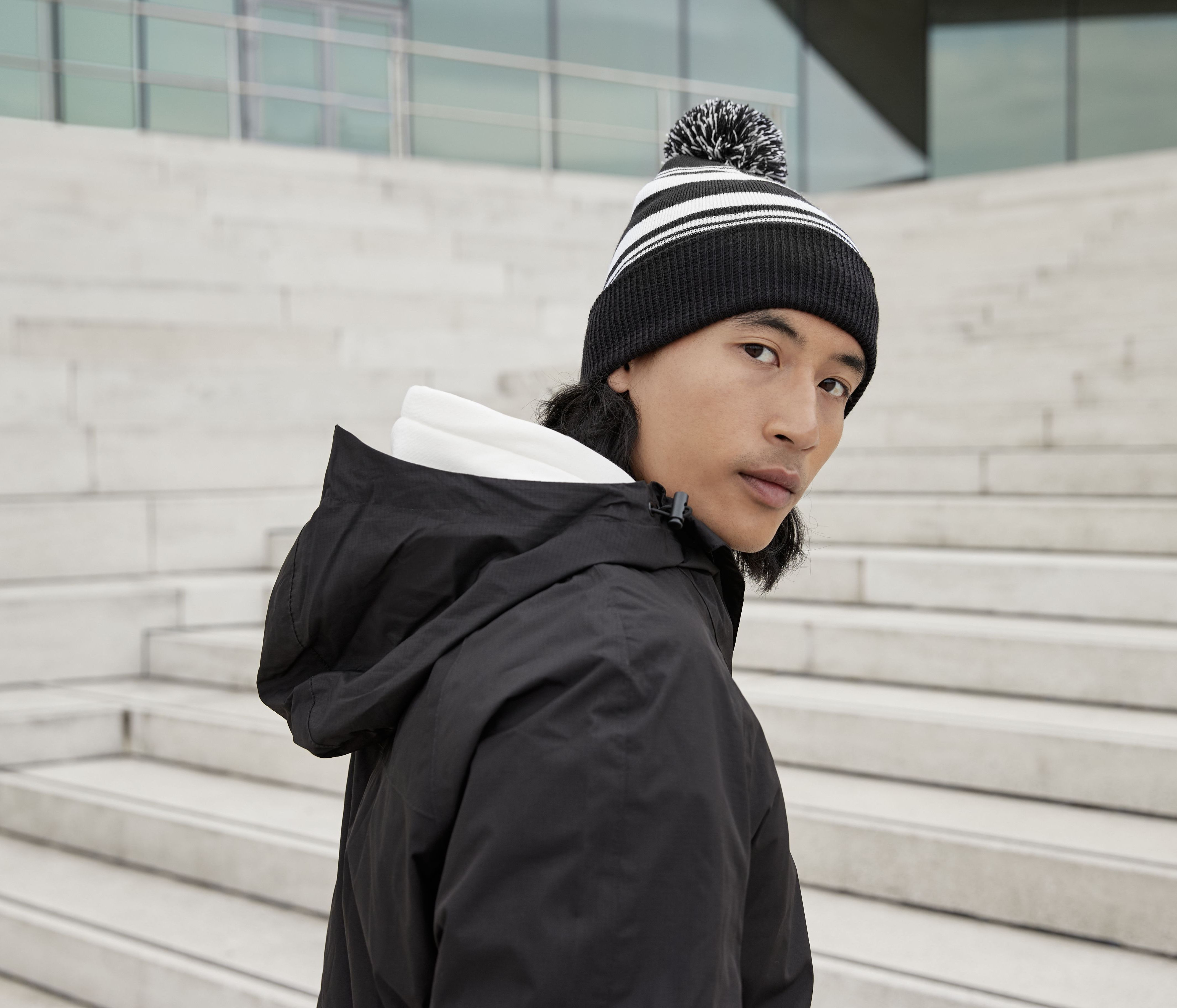 STRIPED FAN BEANIE
